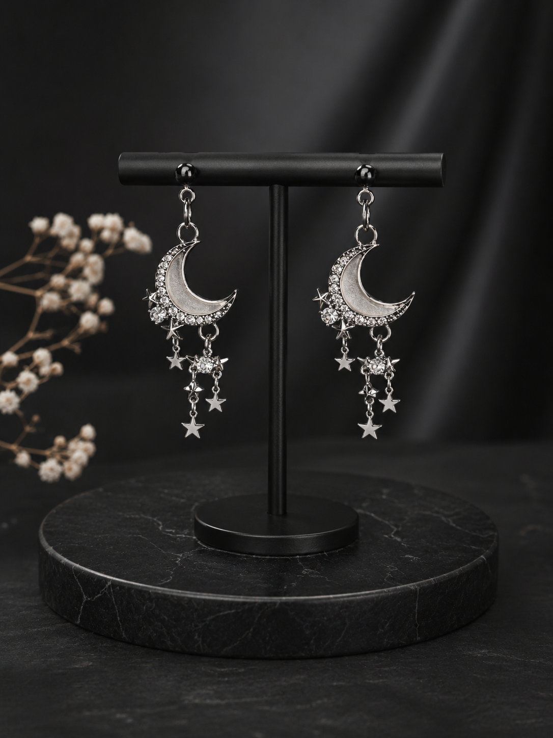 🌙 Boucles d'oreilles Lune Étoilée ✨
